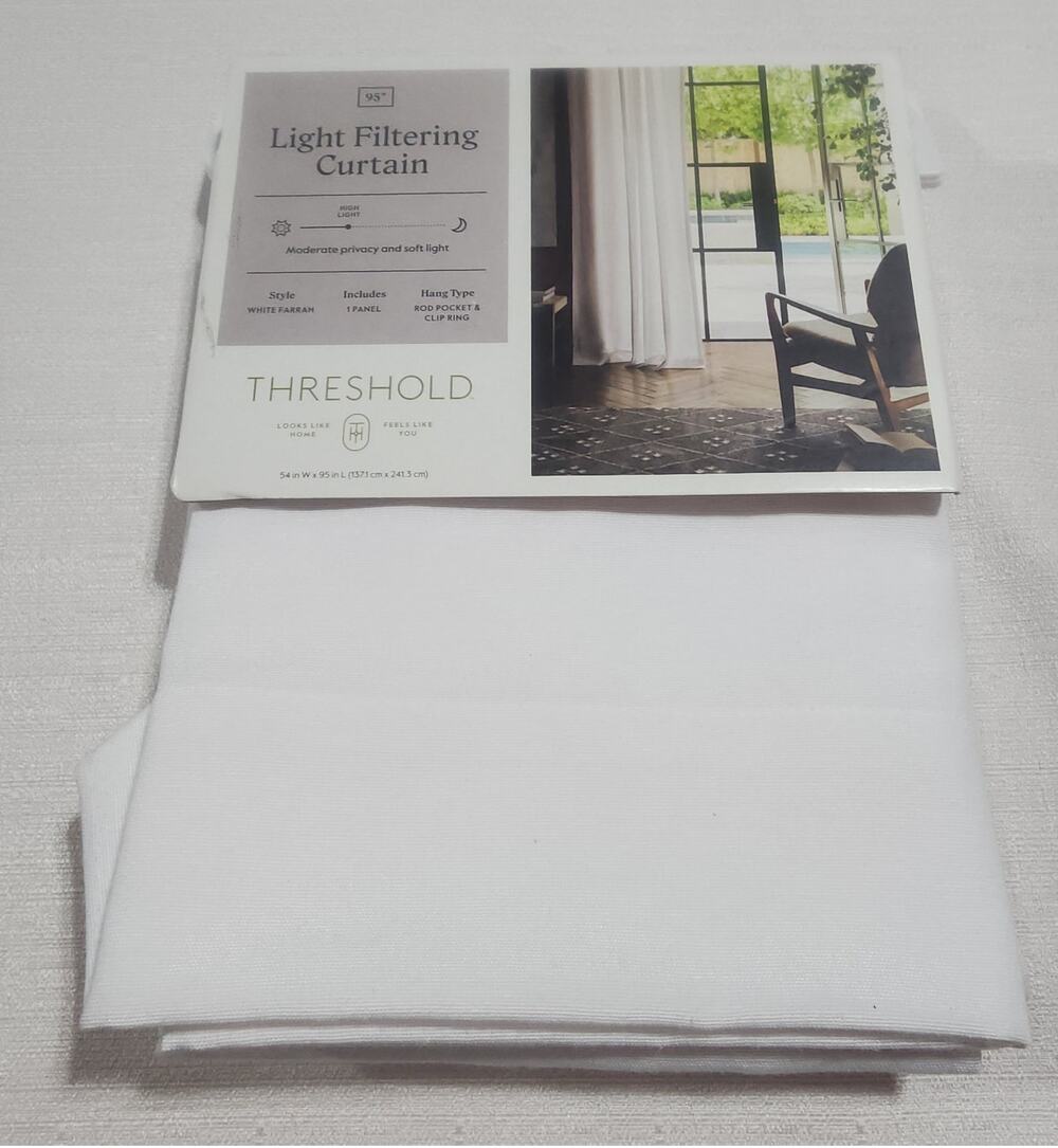 Threshold light filtering curtain L 54'' x W 95'' white Farrah